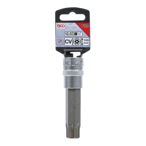 BGS Dopsleutelbit | lengte 100 mm | 12,5 mm (1/2") | T-profiel (voor Torx) met boring T80