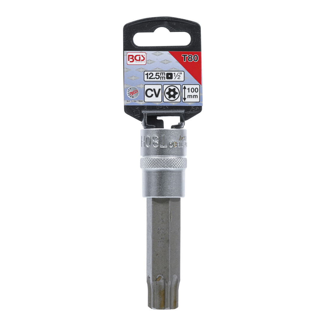 BGS Dopsleutelbit | lengte 100 mm | 12,5 mm (1/2") | T-profiel (voor TX) met boring T80