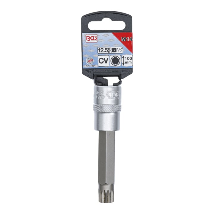 BGS Dopsleutelbit | lengte 100 mm | 12,5 mm (1/2") | veeltand (voor XZN) M14