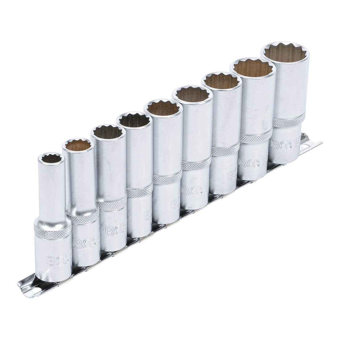 BGS Dopsleutelset Twaalfkant, diep Drive Vierkantaandrijving 12,5 mm (1/2 inch) SW 10 - 24 mm 9 delig