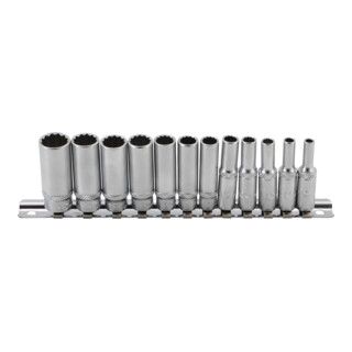 BGS Dopsleutelset Twaalfkant, diep Drive Vierkantaandrijving 6,3 mm (1/4 inch) inchmaten 12 delig