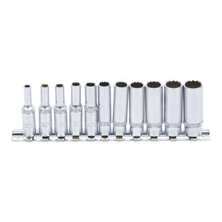 BGS Dopsleutelset Twaalfkant, diepaandrijving Vierkantaandrijving 6,3 mm (1/4 inch) SW 4 - 13 mm, 11 delig