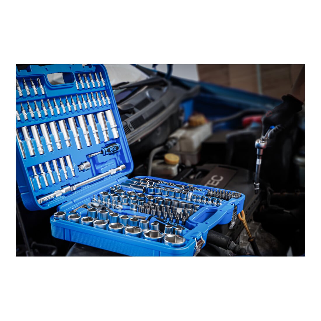 BGS dopsleutelset zeskant aandrijving 6,3 mm / 10 mm / 12,5 mm inch maten 192 dlg.