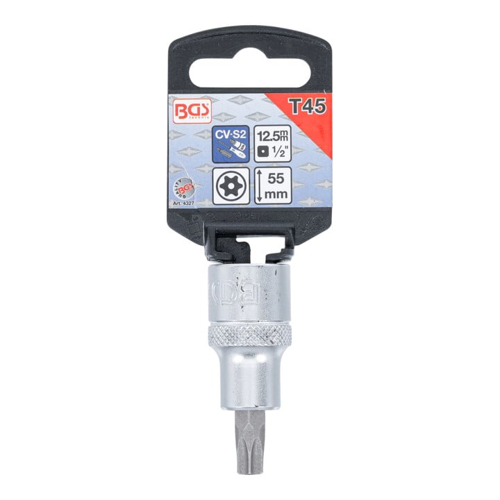 BGS Douille à embouts 12,5 mm (1/2") profil T (pour TX) avec perçage T45