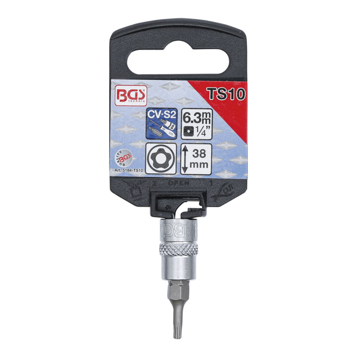 BGS Douille à embouts 6,3 mm (1/4") profil TS (pour TX Plus) avec perçage TS10