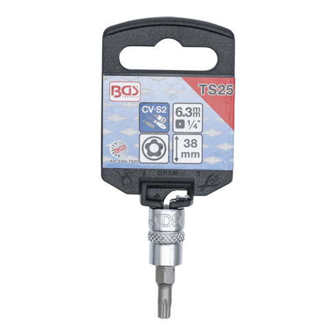 BGS Douille à embouts 6,3 mm (1/4") profil TS (pour TX Plus) avec perçage TS25