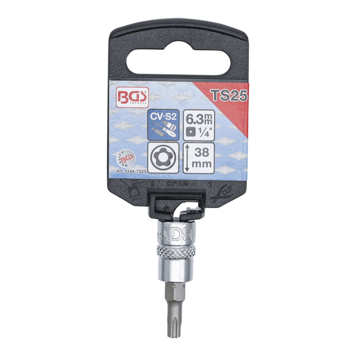 BGS Douille à embouts 6,3 mm (1/4") profil TS (pour TX Plus) avec perçage TS25