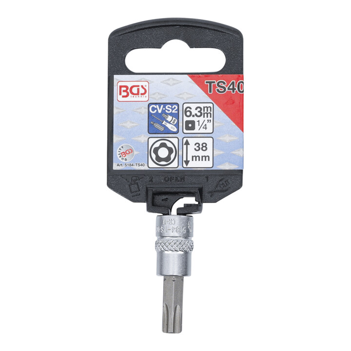 BGS Douille à embouts 6,3 mm (1/4") profil TS (pour TX Plus) avec perçage TS40