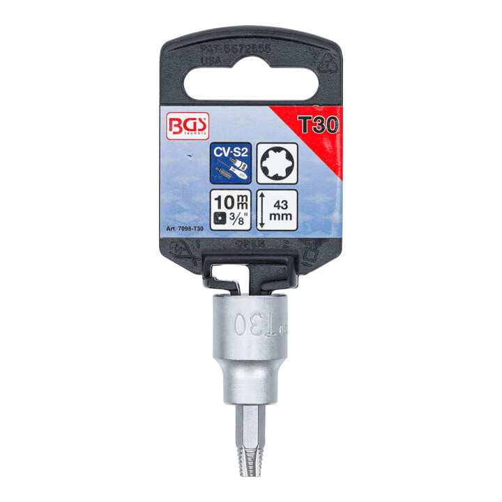 BGS Douille à embouts extracteurs de vis 10 mm (3/8") pour profil T (pour TX) défectueux T30