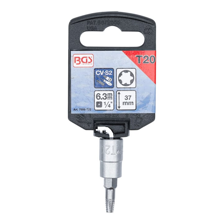 BGS Douille à embouts extracteurs de vis 6,3 mm (1/4") pour profil T (pour TX) défectueux T20