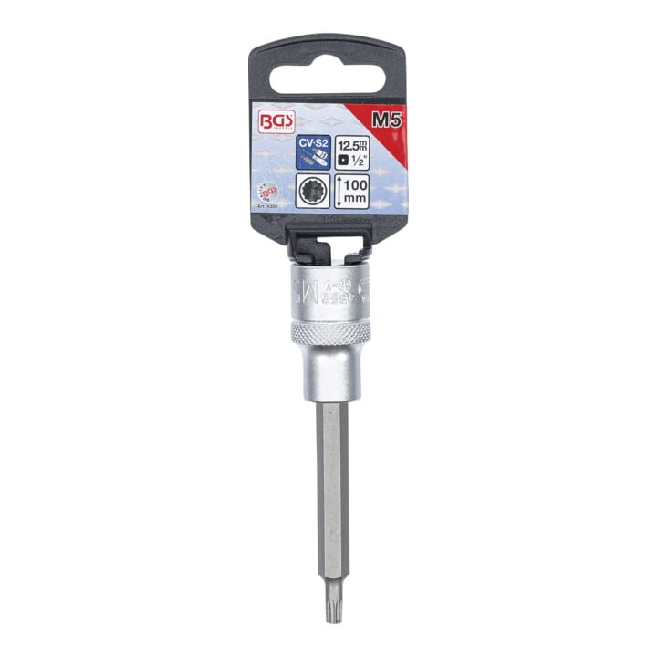 BGS Douille à embouts longueur 100 mm 12,5 mm (1/2") denture multiple intérieure (pour XZN) M5