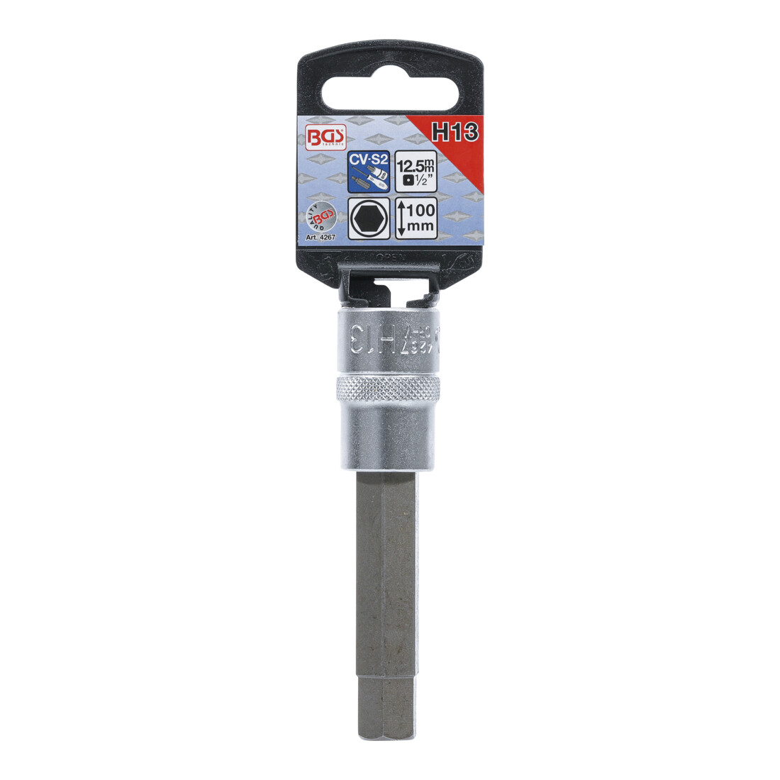 BGS Douille à embouts longueur 100 mm 12,5 mm (1/2") hexagone femelle 13 mm