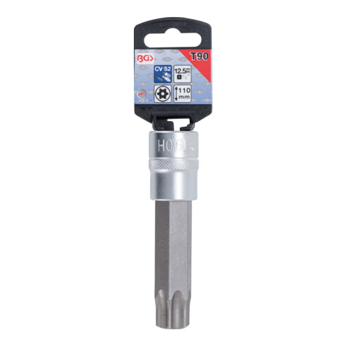 BGS Douille à embouts longueur 110 mm 12,5 mm (1/2") profil T (pour TX) avec perçage T90