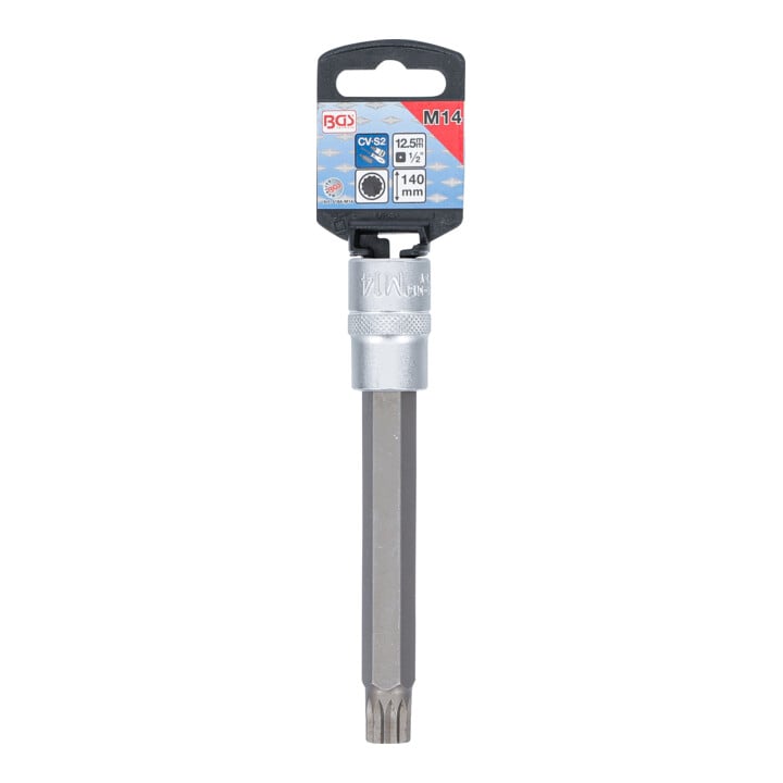BGS Douille à embouts longueur 140 mm 12,5 mm (1/2") denture multiple intérieure (pour XZN) M14