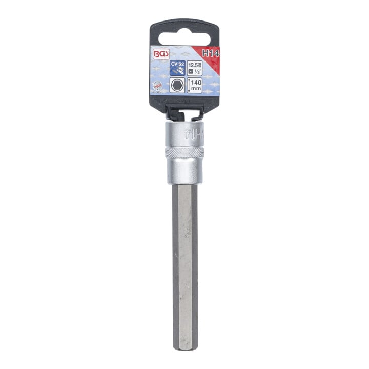 BGS Douille à embouts, longueur 140 mm, 12,5 mm (1/2") six pans intérieurs 14 mm