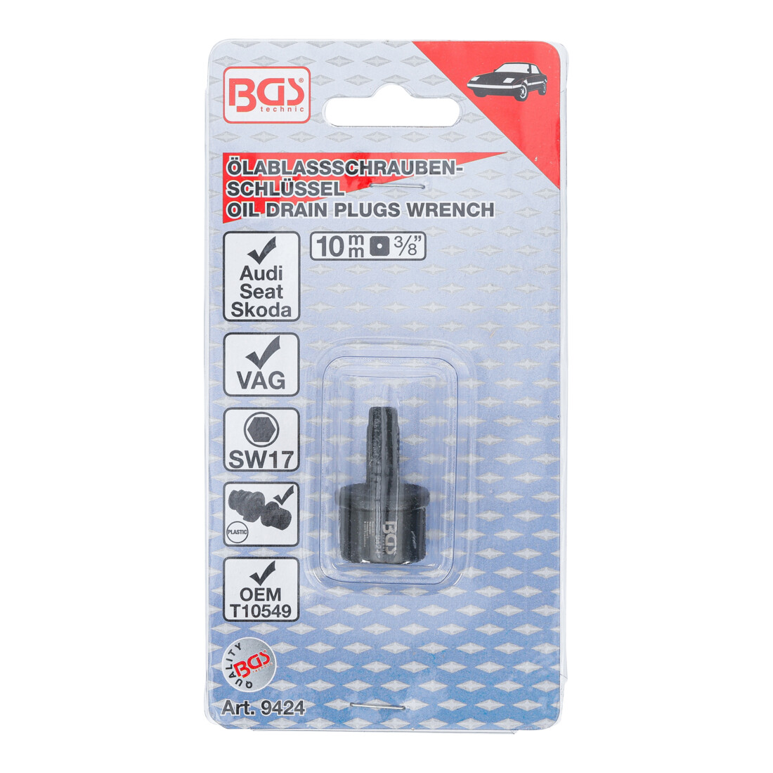 BGS Douille à embouts pour bouchons de vidange d’huile à profil spécial 10 mm (3/8") pour VAG