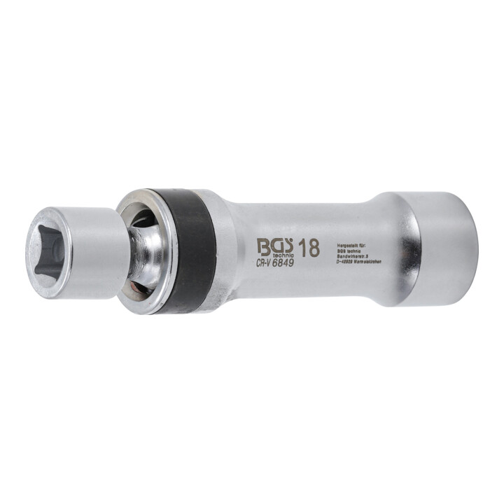 BGS Douille articulée à bougie douze pans avec ressort de retenue 18 mm