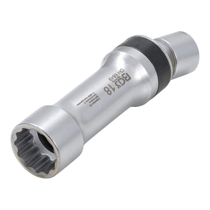 BGS Douille articulée à bougie douze pans avec ressort de retenue 18 mm