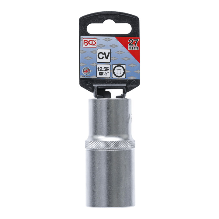 BGS Douille pour clé, douze pans, longue 12,5 mm (1/2") 27 mm