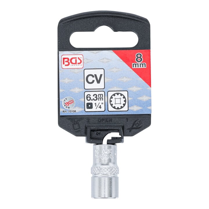 BGS Douille pour clé, Gear Lock 6,3 mm (1/4") 8 mm