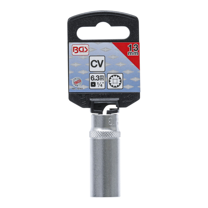 BGS Douille pour clé, Gear Lock, longue 6,3 mm (1/4") 13 mm