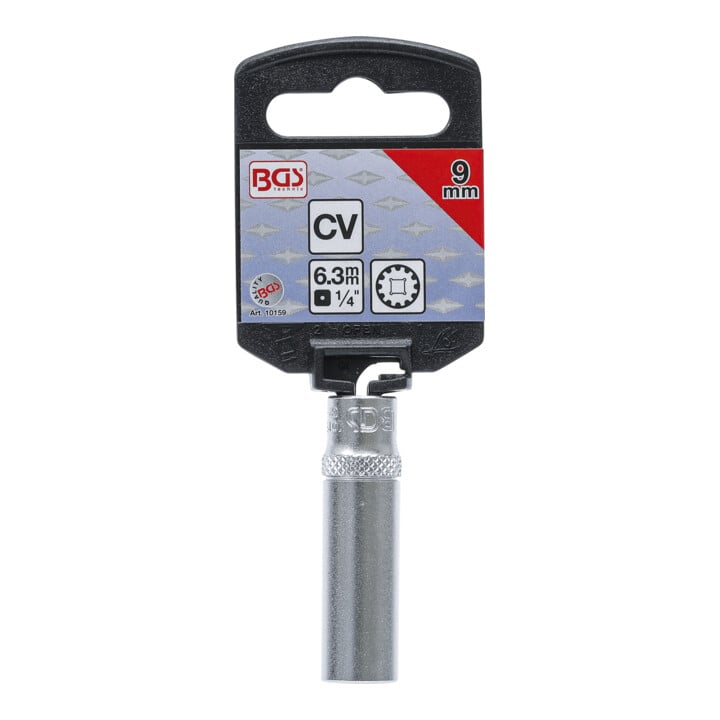 BGS Douille pour clé, Gear Lock, longue 6,3 mm (1/4") 9 mm