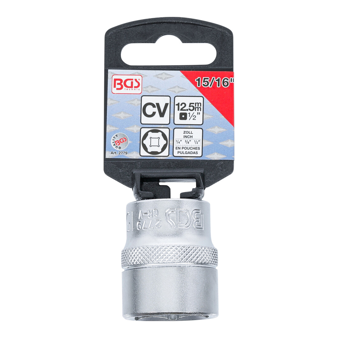 BGS Douille pour clé, six pans 12,5 mm (1/2") 15/16"