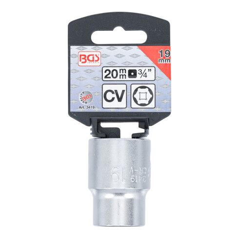 BGS Douille pour clé, six pans 20 mm (3/4") 19 mm