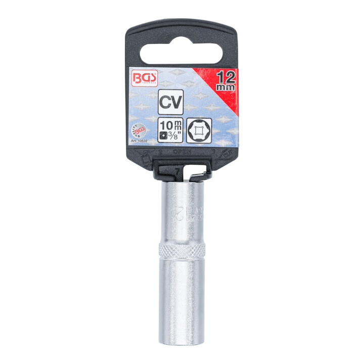 BGS Douille pour clé, six pans, longue 10 mm (3/8") 12 mm