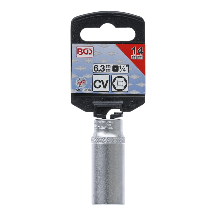 BGS Douille pour clé, six pans, longue 6,3 mm (1/4") 14 mm