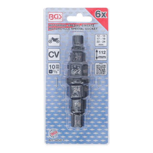 BGS Douille spéciales moto 10 mm (3/8") 12 - 24 mm