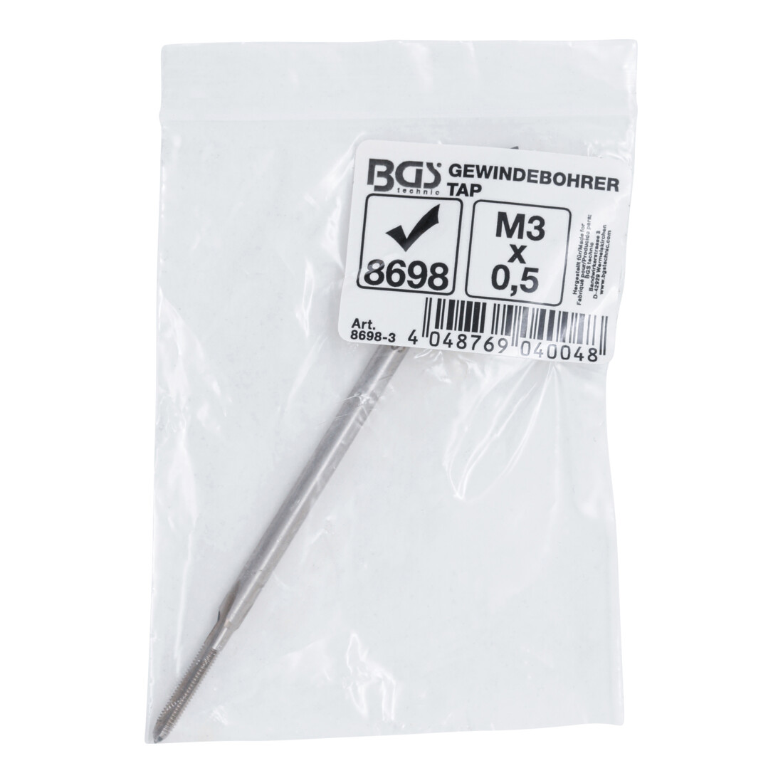 BGS Draadsnijtap | lang | voor BGS 8698 | M3 x 0,5
