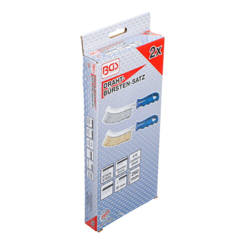 BGS Drahtbürsten-Satz 71033, Stahl und Messingdraht, 260 mm, 2-tlg.