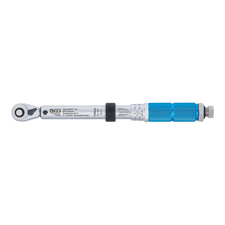 BGS Drehmomentschlüssel, Abtrieb Außenvierkant 6,3 mm (1/4"), 3 - 24 Nm