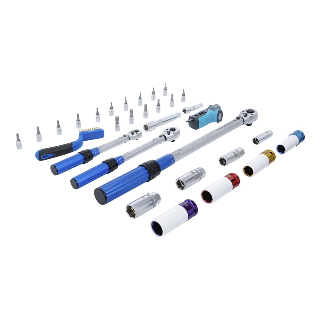 BGS Drehmomentschlüssel-Satz, Abtrieb Außenvierkant 6,3 mm (1/4"), 10 mm (3/8"), 12,5 mm (1/2"), 31-tlg.