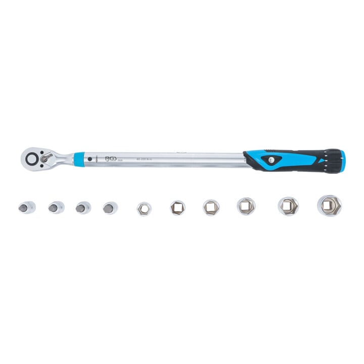 BGS Drehmomentschlüssel-Satz, Abtrieb Innenvierkant 12,5 mm (1/2"), 40 - 200 Nm, 11-tlg.