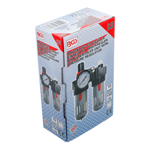 BGS Druckluft-Filter / Öler-Einheit mit Druckregler 8603