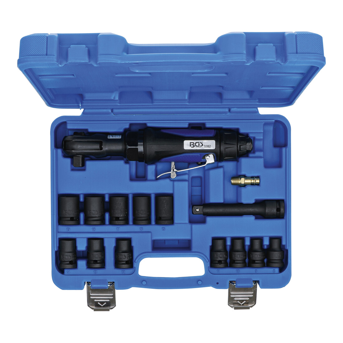 BGS Druckluft-Ratschenschrauber-Satz 12,5 mm (1/2") 102 Nm 14-tlg.