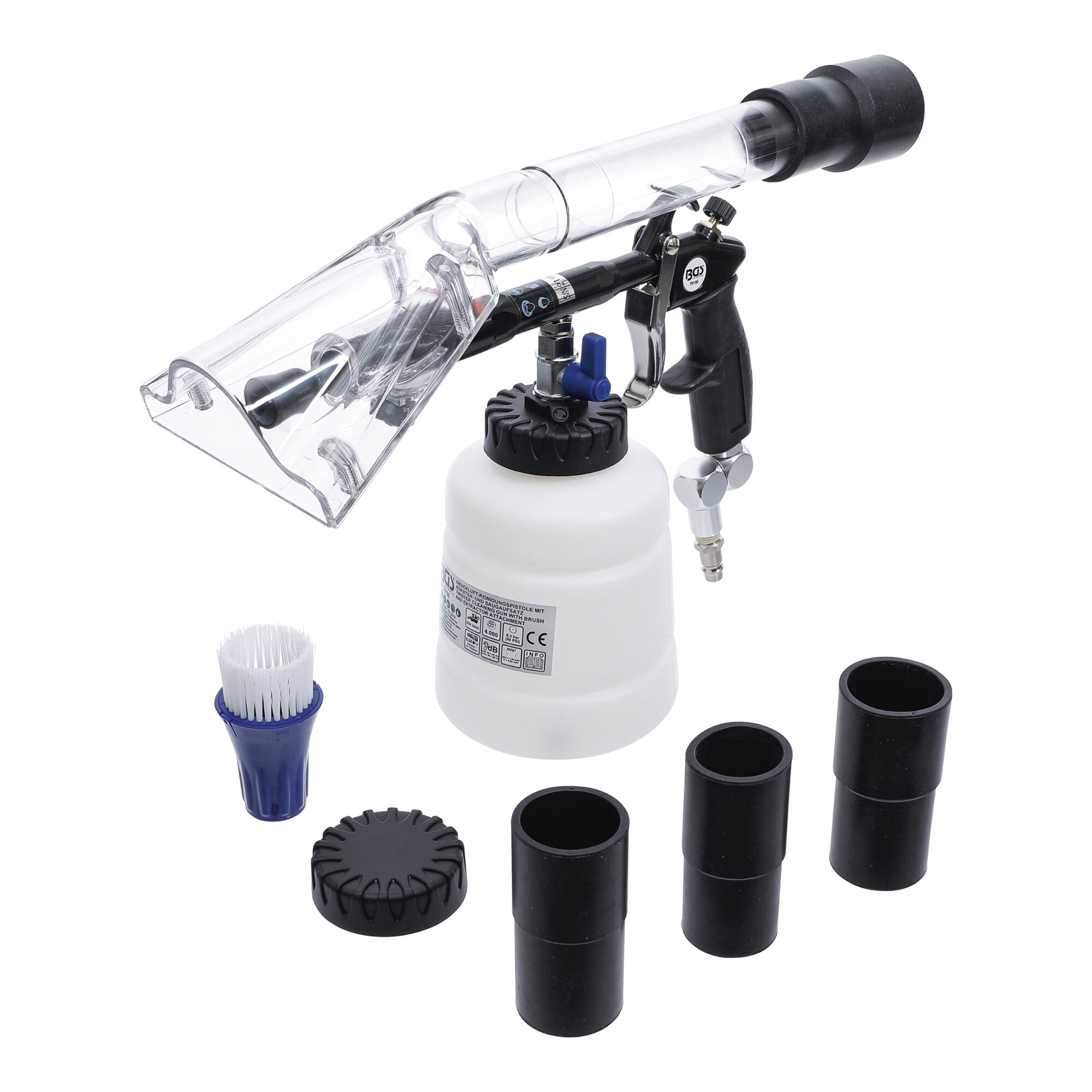 BGS Druckluft-Reinigungspistole mit Bürsten- und Saugaufsatz 7-tlg. ; BGS technic