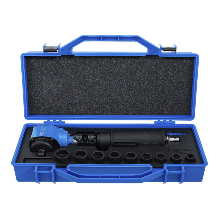 BGS Druckluft-Schlagschrauber, abgewinkelt & Kraft-Steckschlüssel-Satz, 12,5 mm (1/2"), 650 Nm, 10-tlg.