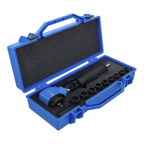 BGS Druckluft-Schlagschrauber, abgewinkelt & Kraft-Steckschlüssel-Satz, 12,5 mm (1/2"), 650 Nm, 10-tlg.