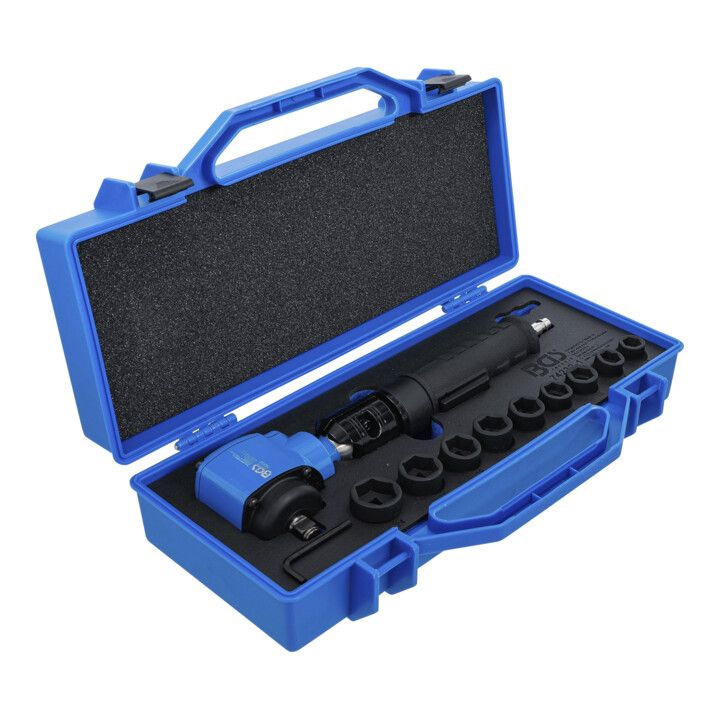 BGS Druckluft-Schlagschrauber, abgewinkelt & Kraft-Steckschlüssel-Satz, 12,5 mm (1/2"), 650 Nm, 10-tlg.