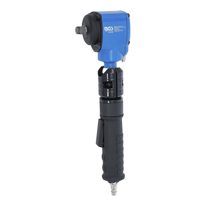 BGS Druckluft-Schlagschrauber, abgewinkelt & Kraft-Steckschlüssel-Satz, 12,5 mm (1/2"), 650 Nm, 10-tlg.