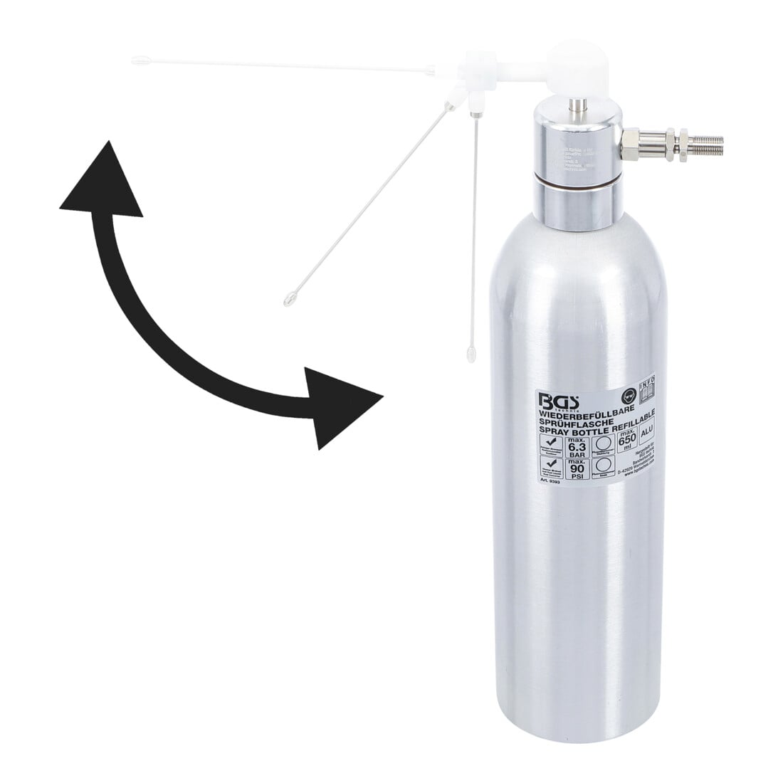 BGS Druckluft-Sprühflasche Aluminiumausführung 650 ml