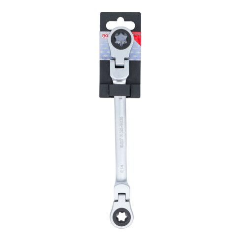 BGS Dubbele ratel-ringsleutel, kantelbaar, met E-profiel ringkoppen, SW E14 x E18