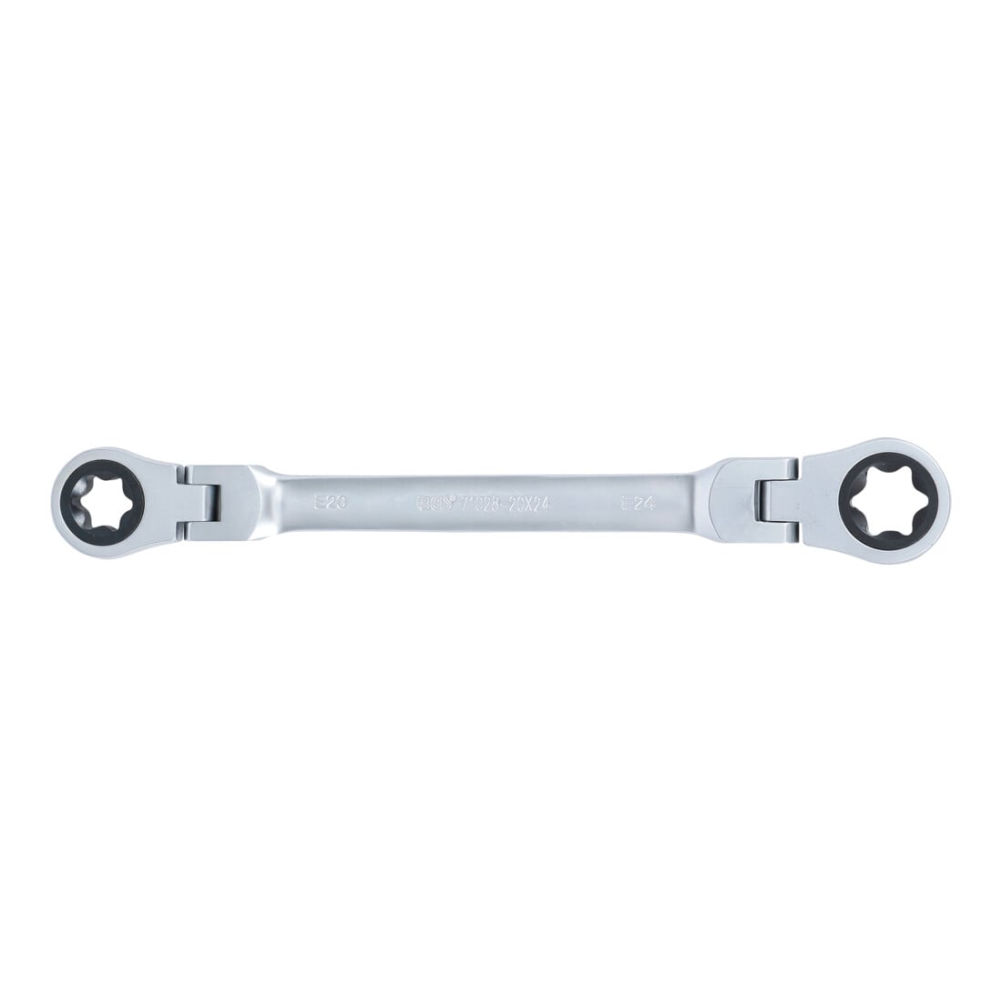 BGS Dubbele ratel-ringsleutel, kantelbaar, met E-profiel ringkoppen, SW E20 x E24