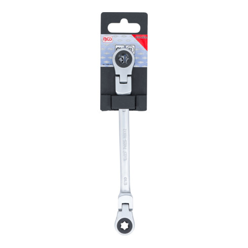 BGS Dubbele ratel-ringsteeksleutel, kantelbaar, met E-profiel ringkoppen, SW E10 x E12