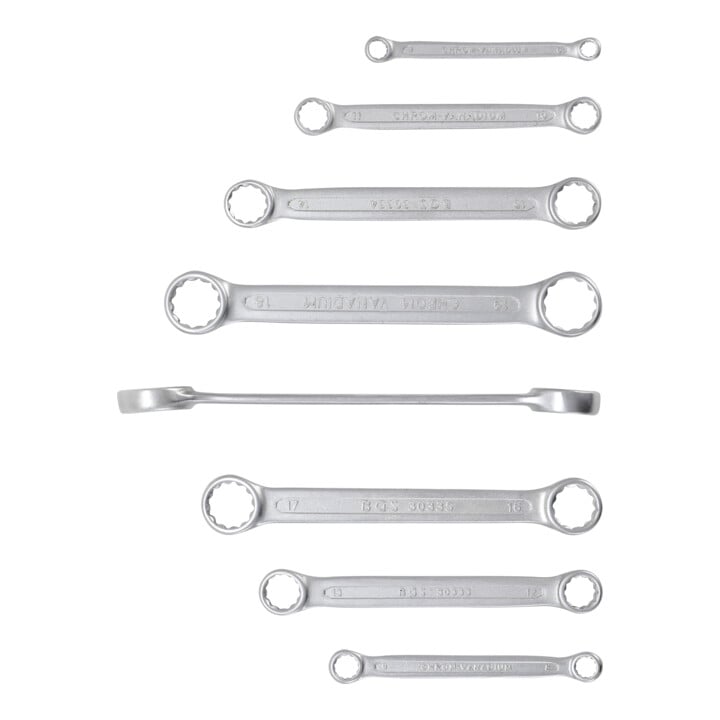 BGS dubbele ringsleutelset extra plat SW 6-22 mm 8 delig
