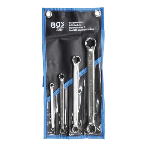 BGS dubbele ringsleutelset met E-profiel ringkoppen SW E6 x E8 - E20 x E24 4 delig