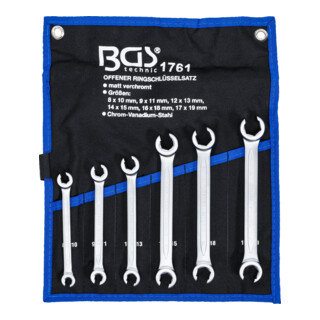 BGS dubbele ringsleutelset open SW 8 x 10 - 17 x 19 mm 6 delig